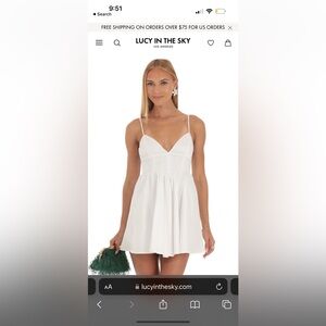 LUCYINTHESKY Anika Corset Fit and Flare Dress in White XXS | Graduation Dress